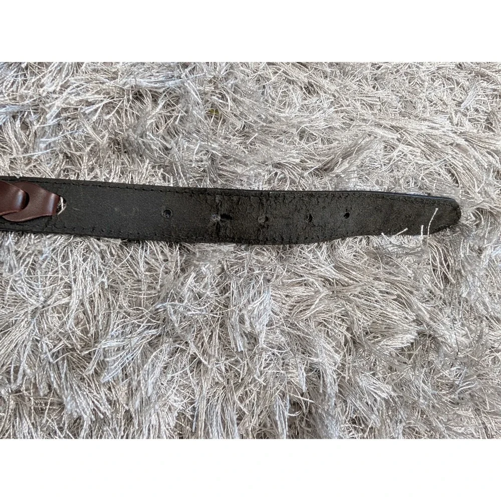 Unbranded Mens Brown Braided Bonded Leather‎ Belt Size 34 Gold Buckle